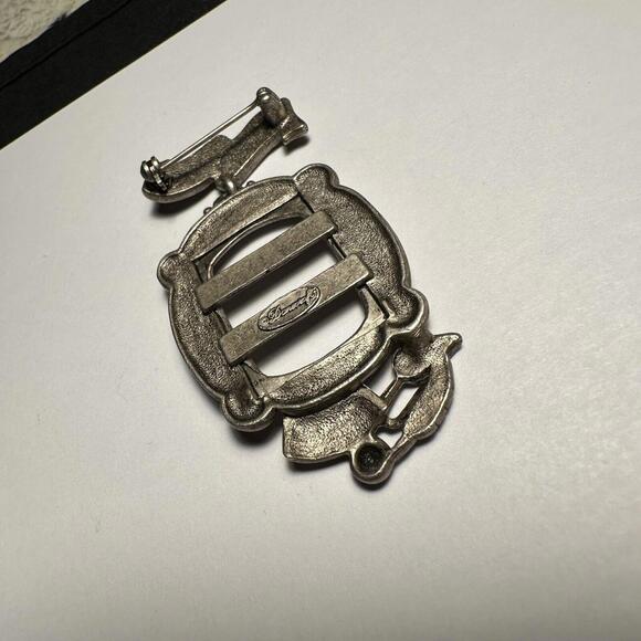 Signed Danecraft I Love My Cat Photo Frame Kitty Bowl Brooch Pin Pewter Tone - Picture 8 of 10